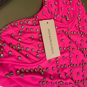 Hot & Delicious Hot Pink Dress with stones. perfect for girls night, date night